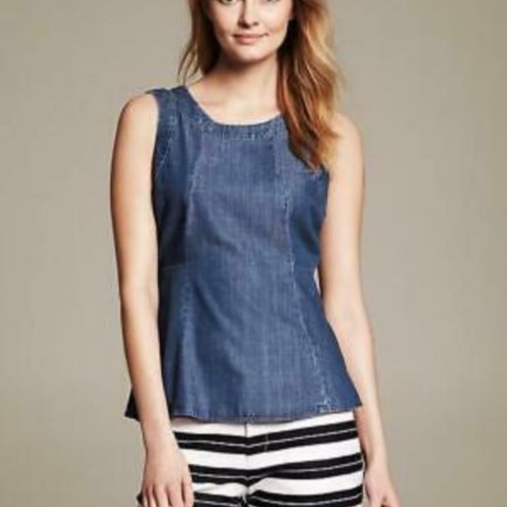 Banana Republic peplum denim top.